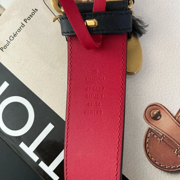 Gucci bee animalier Black and Gold Studded Leather Belt - Picture 7 of 13